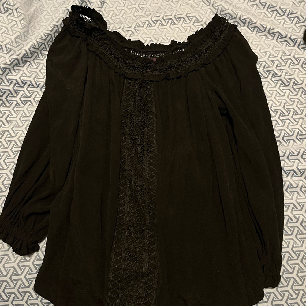 Elegant Black Lace Trim Women's Top